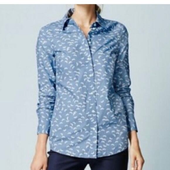 Boden US 18 Blue and White Butterflt Print 100% Cotton Sienna Button Down Shirt - Picture 1 of 8